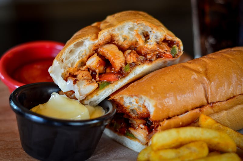 Meatball sub with marinara sauce